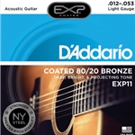 D'Addario EXP Coated 80/20 Bronze Light Gauge Guitar Strings